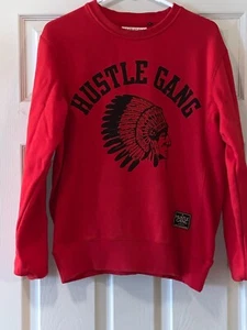 HUSTLE GANG MENS NATIVE CHIEF SWEATER RED SIZE M CHEST 24" LENGTH 25" - Picture 1 of 5