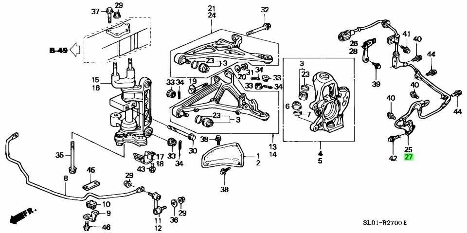 Sensor de velocidad ABS delantero LH 57455-SL0-020 genuino Honda Acura 91-05 NSX NA1 NA2 Foto 1 de 1