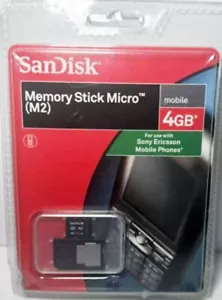 Genuine Sandisk 4Gb M2 Memory Stick Micro M2 + Adapter Sony PSP + phone (UK) NEW - Picture 1 of 24