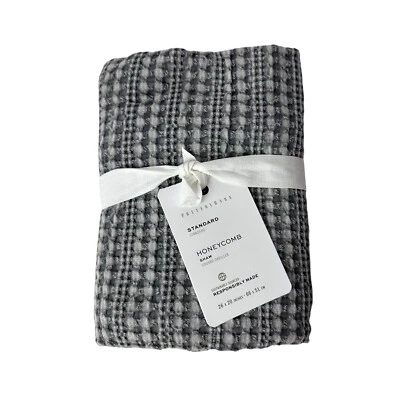 [1] Pottery Barn Honeycomb Quilted Standard Sham 20"x26" Gray Cotton NEW - Image 1 of 4