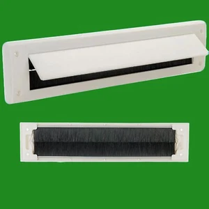 1x White PVC Door Letter Box Draught Excluder Brush Seal 338 x 78 mm, With Flap - Picture 1 of 1
