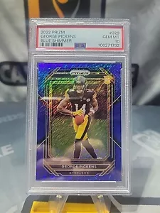2022 PRIZM GEORGE PICKENS BLUE SHIMMER /25 Rookie Steelers PSA 10 - Foto 1 di 2