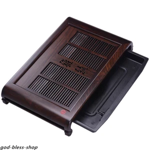 handmade carved tea tray ebony tea table solid wood tea board wooden with layers - Picture 1 of 9