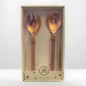 Oh Joy! Rose Gold Serving Set Fork Spoon * Joy Cho * NEW * Pink Lucite - Picture 1 of 2