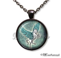 Pegasus Flying Horse Mythology Handmade Glass Pendant Necklace