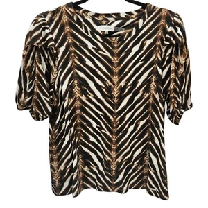 Camicetta donna Calvin Klein stampa animalier manica a sbuffo taglia media - Foto 1 di 10