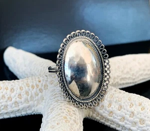 Antiguo anillo de plata esterlina filigrana cúpula banda mediados de siglo modernista audaz ovalado - Imagen 1 de 18