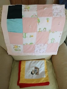 SET OF TWO COLORFUL HANDMADE BABY BLANKETS - Picture 1 of 19