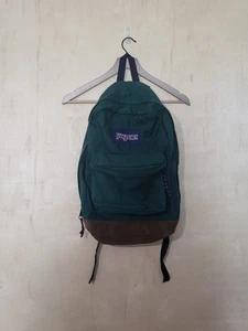 Vintage Jansport Rucksack grün mit braunem Lederboden - Bild 1 von 14