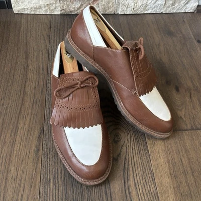 ¡Nuevo! Mocasín Oxford vintage años 90 para mujer Esprit blanco tostado espectador con cordones talla 6 Foto 1 de 4