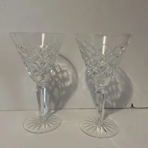 Waterford Crystal Tyrone Goblets x2 Large Wine Glasses, Elegant Cut Glass Pair - Picture 1 of 14