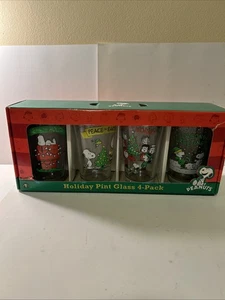 Neu PEANUTS Gläser 16oz Snoopy Charlie Brown Urlaub Weihnachten 2011 4er Set - Bild 1 von 11