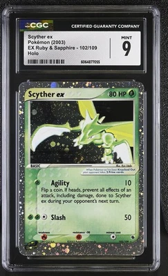 CGC 9 MINT Scyther ex 2003 EX Ruby & Sapphire 102/109 Holo SWIRL Pokemon Card - Image 1 of 2