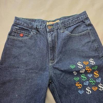 Pantalones de mezclilla NBN Gear para hombre 32x28 bordados dólar diamante pierna recta Foto 1 de 4