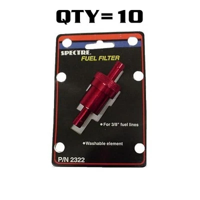 10 - Billet Aluminum 3/8" Fuel Gas Filters Re-Usable Washable Clean Element RED - Image 1 of 4