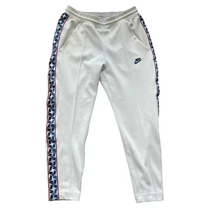 Nike Track Snap Pants Mens M White Retro Sport Streetwear Athleisure Side Tape - Picture 1 of 11