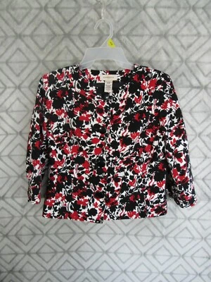 Blazer Covington tamanho S branco vermelho preto botão frontal manga 1/2 carreira igreja - Imagem 1 de 3