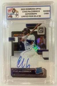 2022 Donruss Optic Chas McCormick #RRS-CM AUTOGRAPHE limité 9 sur 99 ROOKIE - Photo 1/7