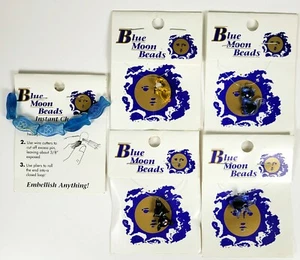 Vintage Blue Moon Beads Glass Cat Monkey Pig Bat Fish for Jewelry Czech Rep. NEW - Picture 1 of 16