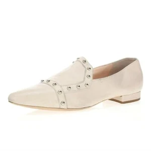 NWT AGL Studded Genuine Leather Loafers in Bone Sz. 41 / 11 - Picture 1 of 16