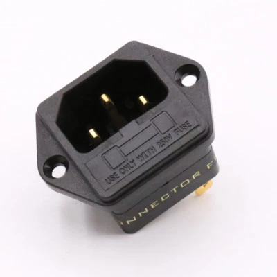 1pc Gold Plated Hi-Fi Audio IEC Inlet Socket Manis Power 250V Fuse Socket - Image 1 of 4