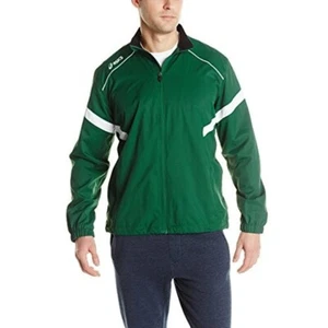 ASICS Men's Surge Warm-Up Stand Up Collar Long Sleeve Jacket, Green/White, XS - Picture 1 of 9