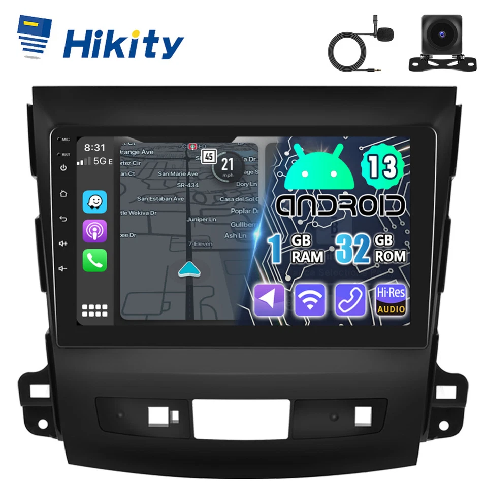 CarPlay 32GB 9" Android Autoradio Für Mitsubishi Outlander 2 GPS Navi RDS Kamera - Bild 1 von 4