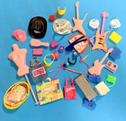 Mixed Vintage Barbie/ Clone accessories lot - guitars, bags, radios +