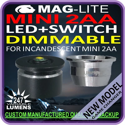 MAGLITE LED-SWITCH-REFLECT MINI 2AA UPGRADE CONVERSION DIMMABLE BULB GLOBE 247lm - Bild 1 von 4
