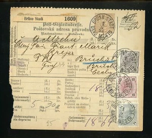 ÖSTERREICH NACHNAHME-PAKETKARTE BRÜNN STADT 1.9.1896 - BRUCH (962460) - Bild 1 von 2