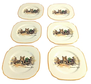SHELTON IVORY OLD ENGLAND EMPIRE 'Micklegate Bar York' 6 x Side Dessert Plates - Picture 1 of 4