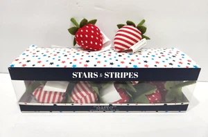 Starts & Stripes Patriotic July 4th Fabric Strawberries Tier Tray - Picture 1 of 3