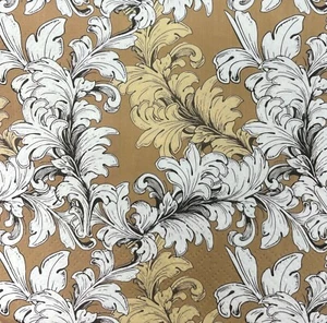 Two Individual Luncheons Decoupage Paper Napkins Golden Leave Floral Flowers - Picture 1 of 11