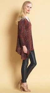 CLARA SUN WOO Brick Animal Print Lightweight Long Sl. Sweater Tunic Sz.XS $98 - Picture 1 of 12