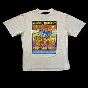 Men`s Vintage MAMBO 93ss T-Shirt Distresed White Cotton Size L