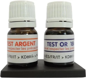 Set 2 Test-Set Reagens Gold 18 K und Silber Flacon Pfannenwender + Stein Key + - Picture 1 of 6