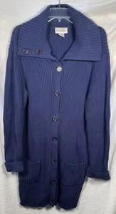 Chadwick’s Blue Large 100% cotton sweater 2 pockets & broad button collar. - Picture 1 of 4