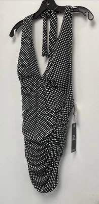 MagicSuit Mujer Negro/Blanco Estampado de Lunares Una Pieza Acanalado Halter Traje de Baño 14 Foto 1 de 3