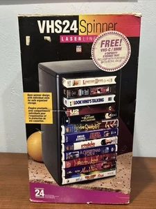 LASERLINE VHS24 Spinner Storage Tower Carousel w Original Box Holds 24 Tapes - Picture 1 of 7