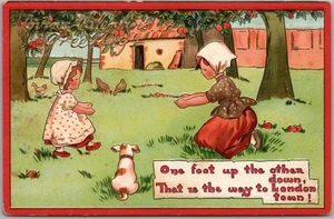 TUCK'S NURSERY REIME / Valentinstag Postkarte "One Foot Up, The Other Down--" - Bild 1 von 2