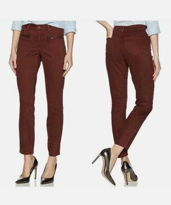 Pantalones chinos NYDJ para mujer talla 6 grosella profunda borgoña bolsillos con cremallera lift tuck Foto 1 de 4