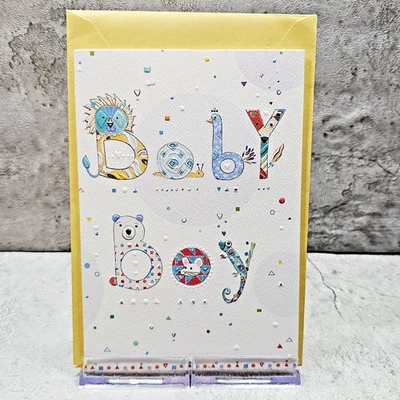 Tarjeta de bebé American Greetings 5x7 niño letras de animales en relieve felicitaciones Foto 1 de 4