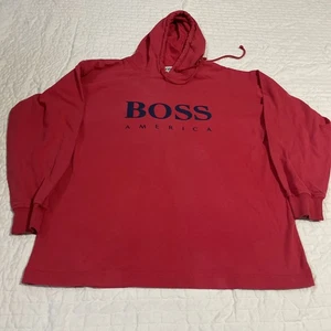 Vintage Hugo Boss Hooded Shirt Size Large 90s Red Boss America Made USA - Picture 1 of 8