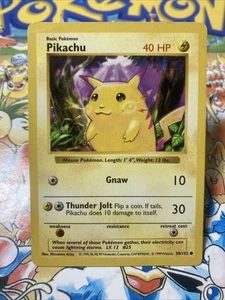 Pokémon Pikachu Card Yellow Cheeks Shadowless 58/102 Base Set Rare - Picture 1 of 8