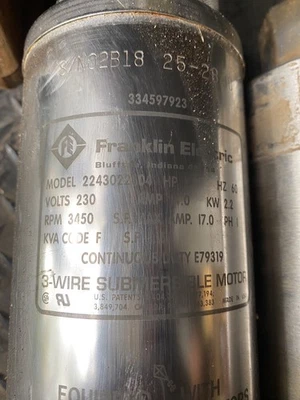 Bomba y motor de pozo eléctrico Franklin  Foto 1 de 4