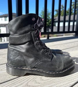 Dr Martens 12105 Boot Mid Triumph Style Black Leather Fold Over Women's Size 8 - Picture 1 of 14