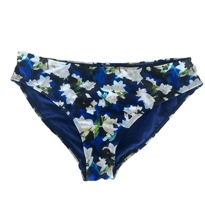Nicole Miller NWOT M Navy Blue & White Floral Swim Bikini Bottoms - Image 1 of 2