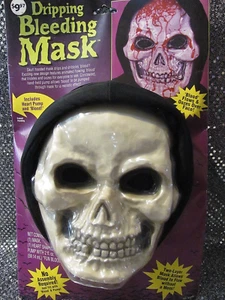 Dripping  Bleeding Mask White Skull Skeleton Adult Halloween One Size Fits All - Picture 1 of 8
