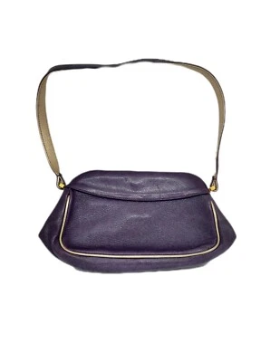 Carolina Herrera Bolso de Hombro Cuero Morado Borde Dorado De Colección Foto 1 de 4