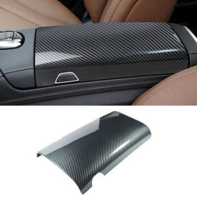 Cubierta de caja de almacenamiento con reposabrazos textura de carbono 14-2019 para Mercedes Benz Clase S W222 Foto 1 de 4